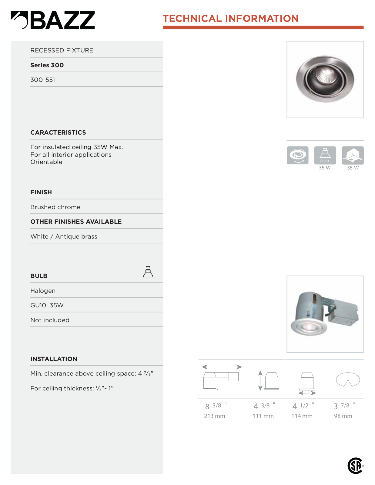 Bazz BAIN1066 Specification Sheet - Brushed chrome - ManualMachine.com