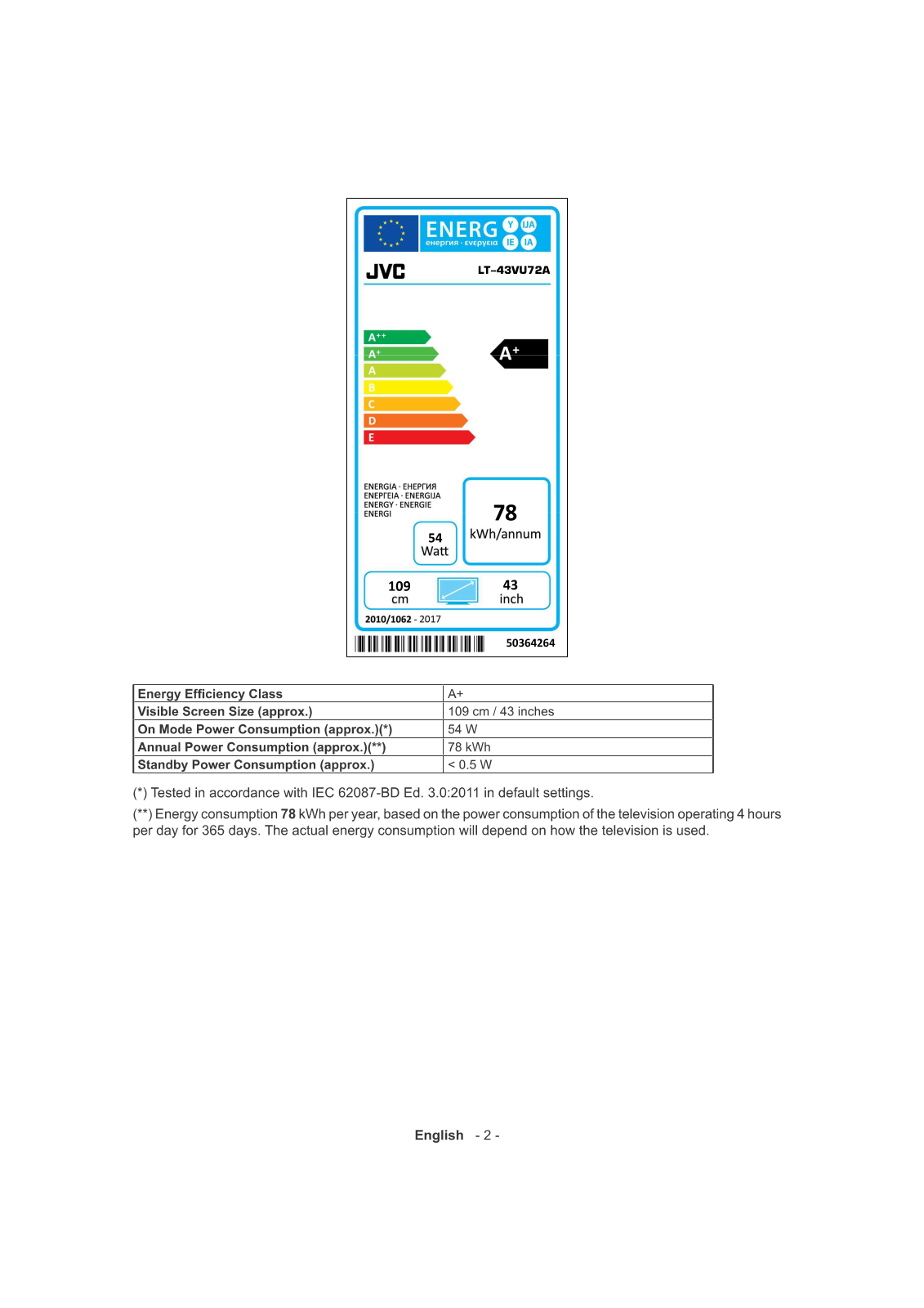 JVC LT-43VU72A User Manual