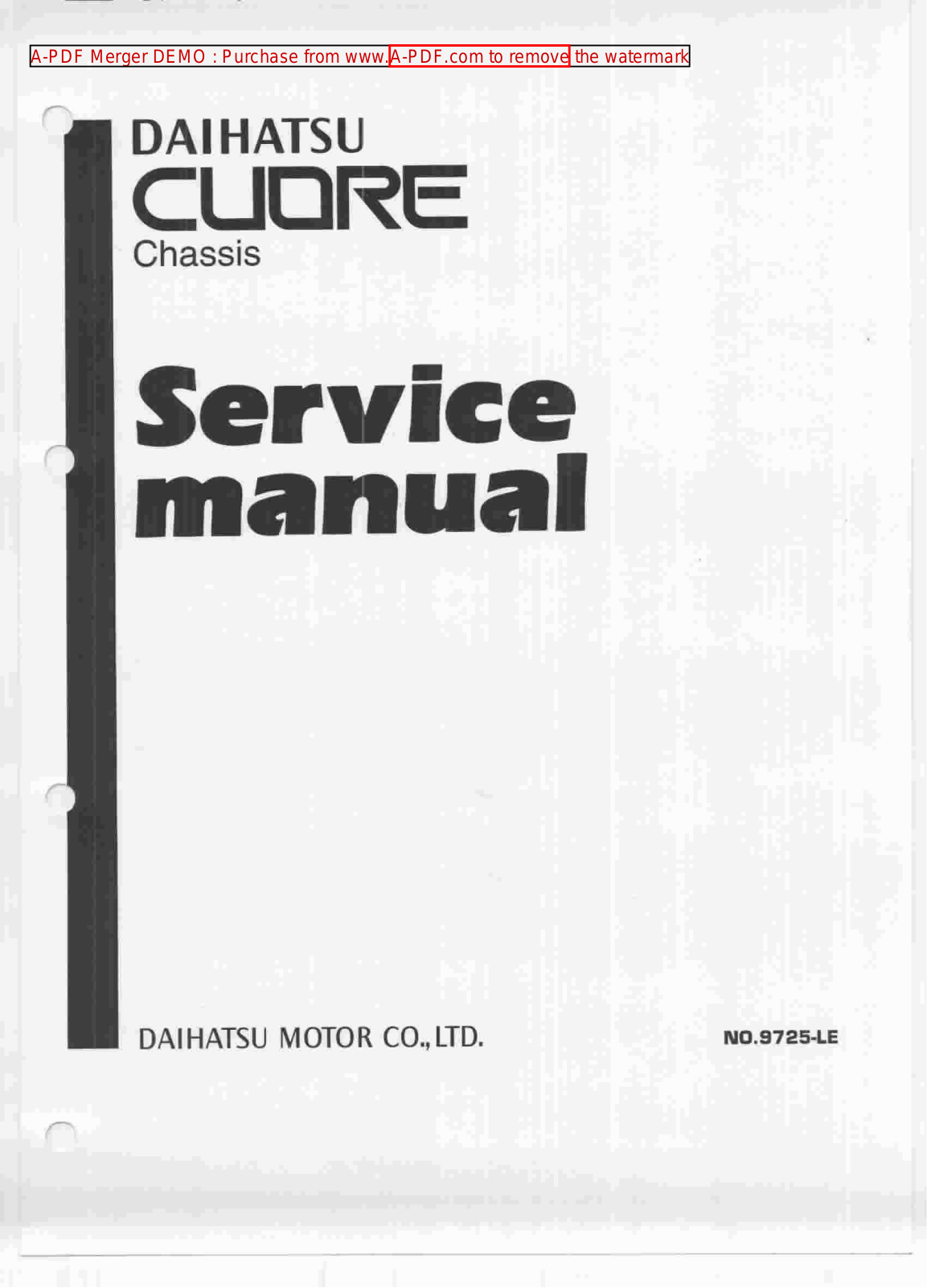 Daihatsu Charade 1998, Cuore 1998 User Manual