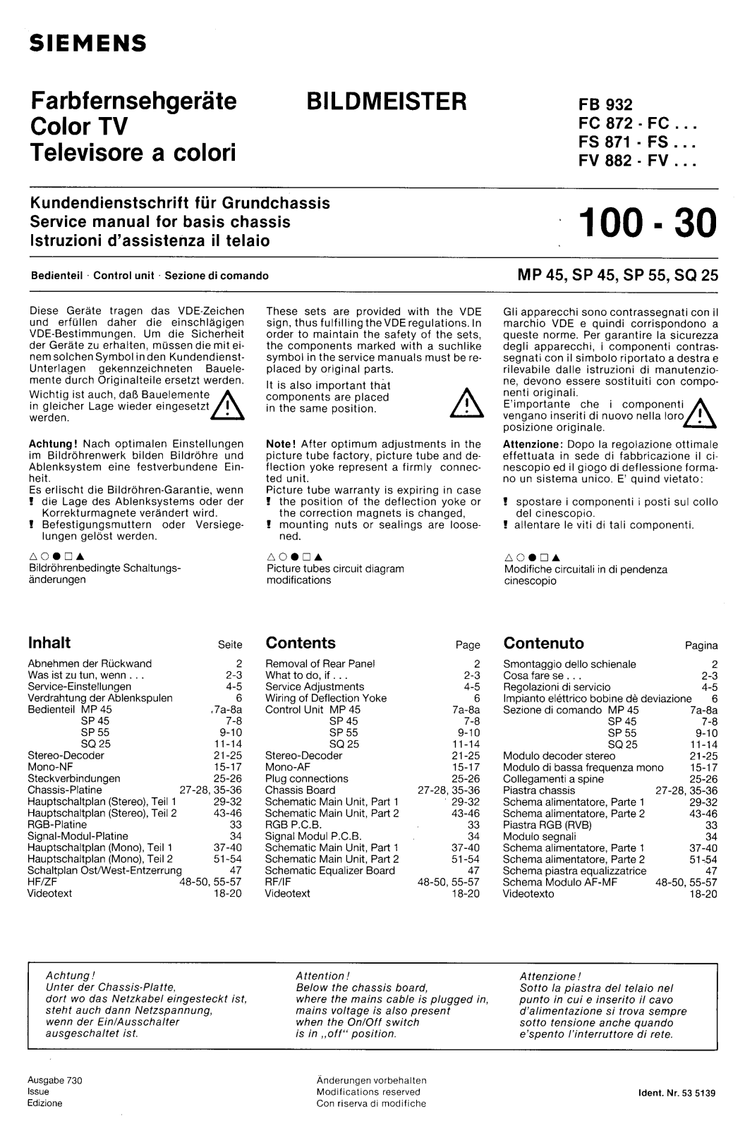 Blaupunkt FB932, FC871, FC872, FV882 Schematic