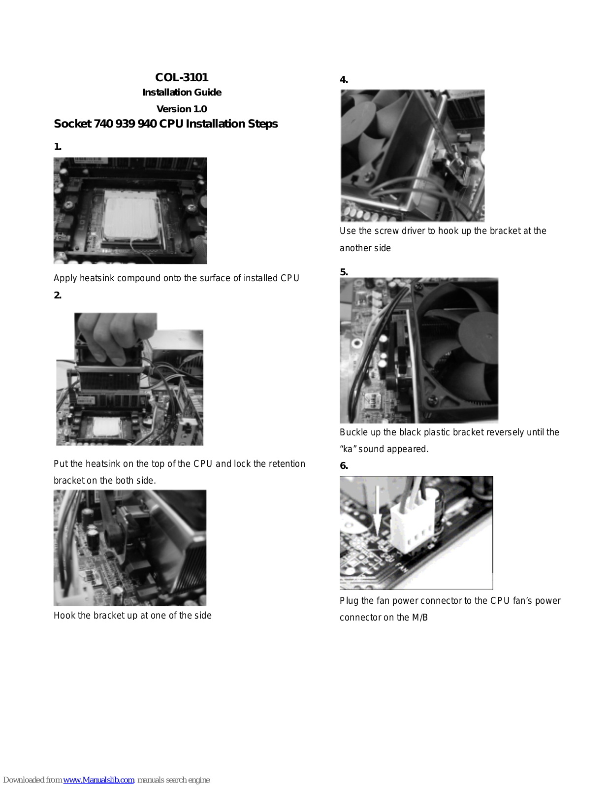 Emprex COL-3101 Installation Manual