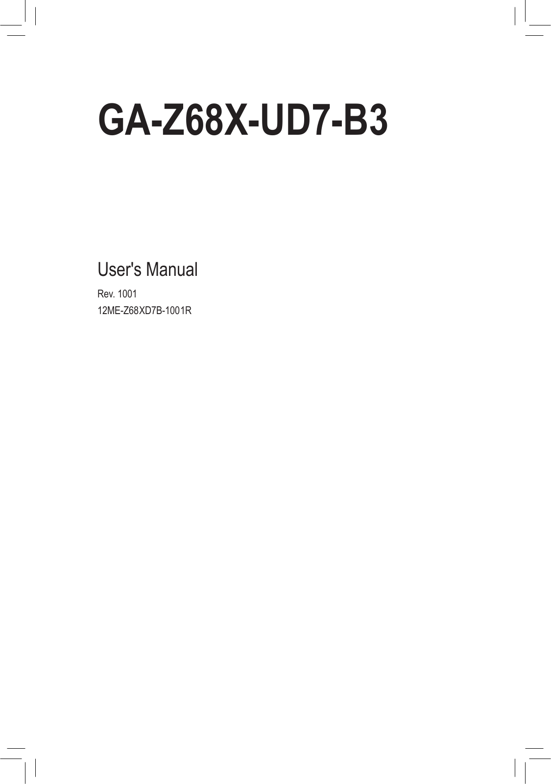 Gigabyte GA-Z68X-UD7-B3 User Manual