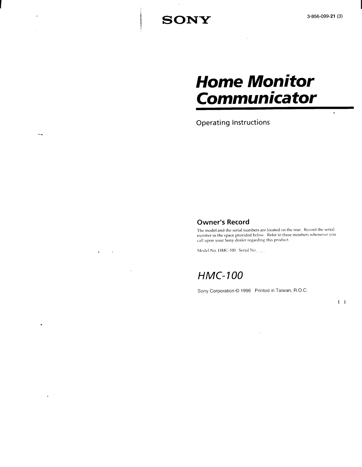 Sony HMC100 OPERATING MANUAL