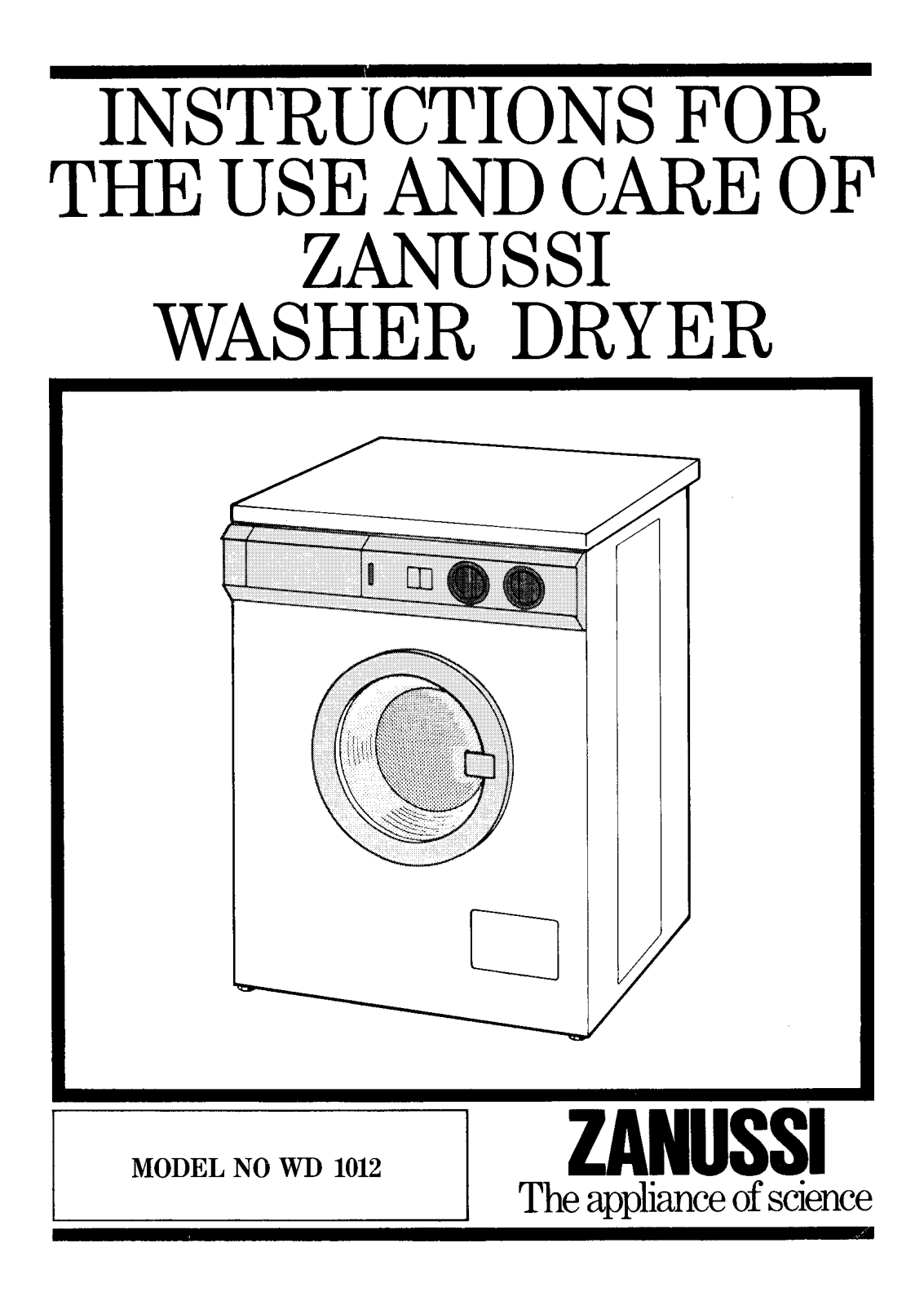 Zanussi WD 1012 Instruction Manual