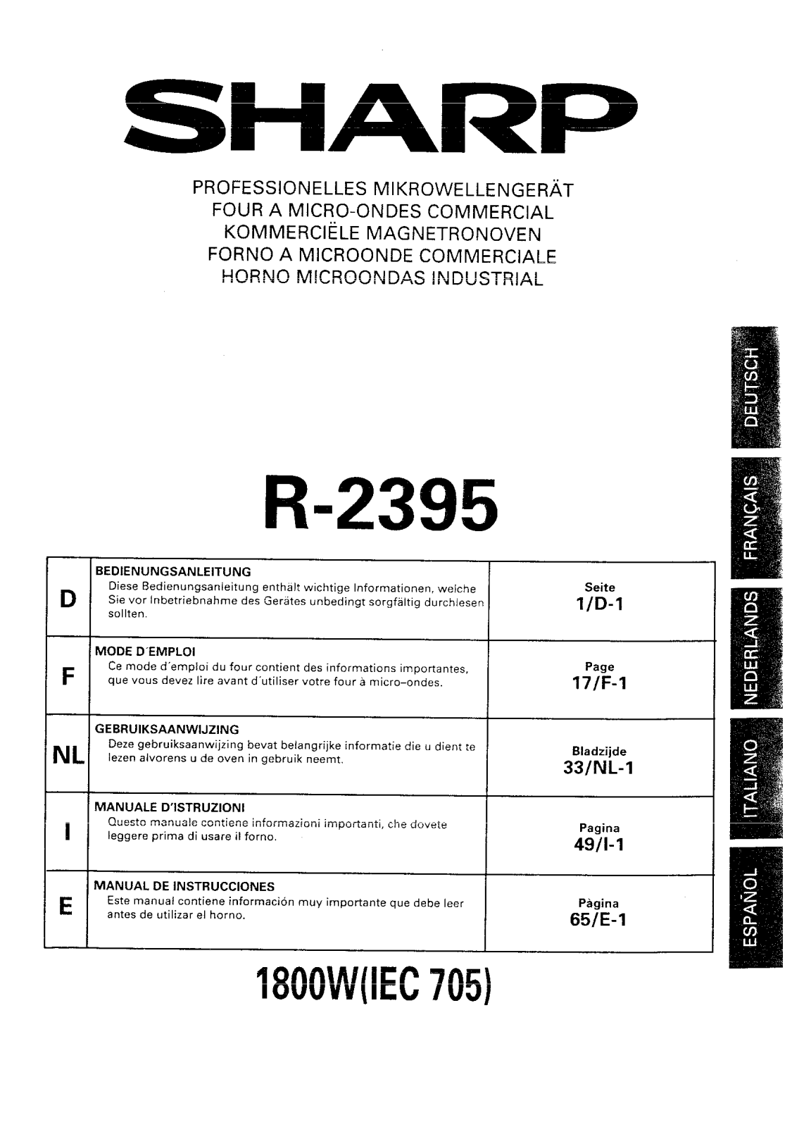 Sharp R-2395 User Manual