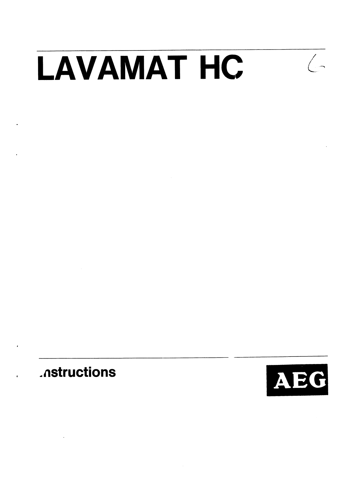 AEG Lavamat HC User Manual