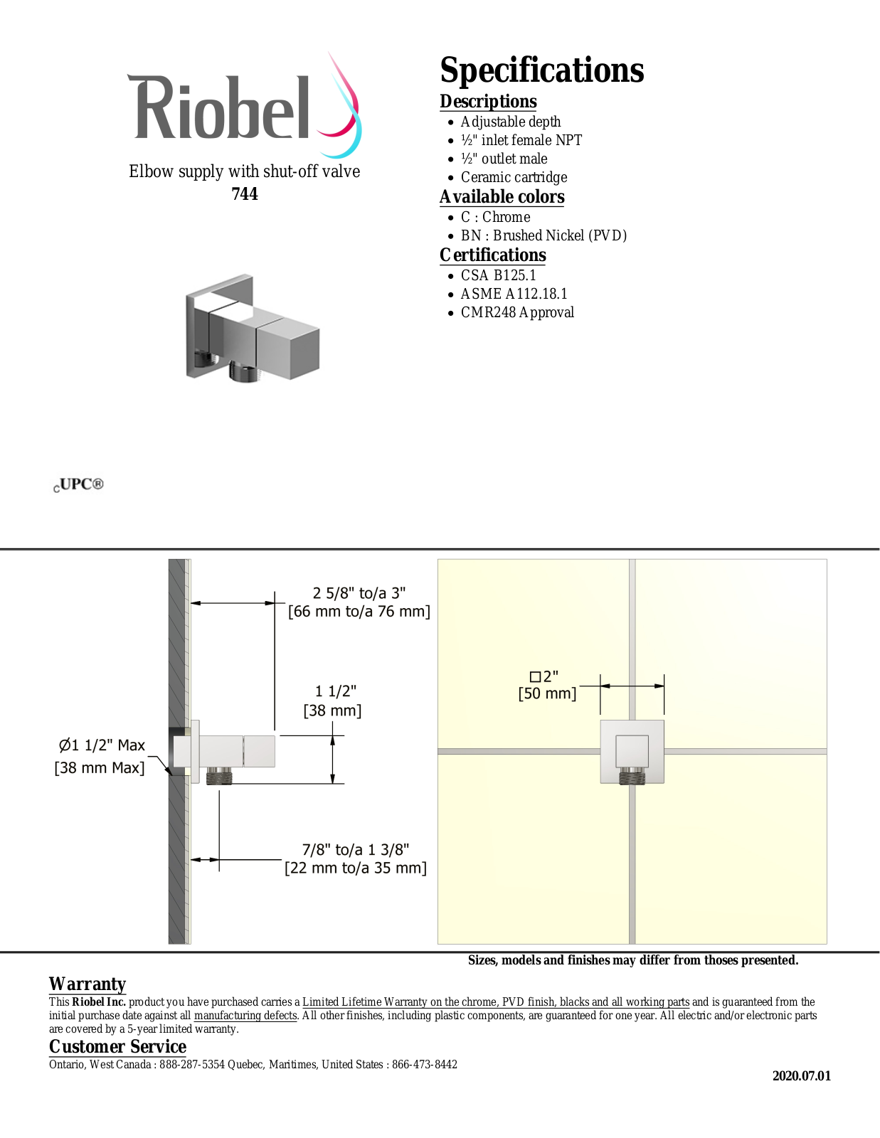 Riobel 744BN Specifications - ManualMachine.com
