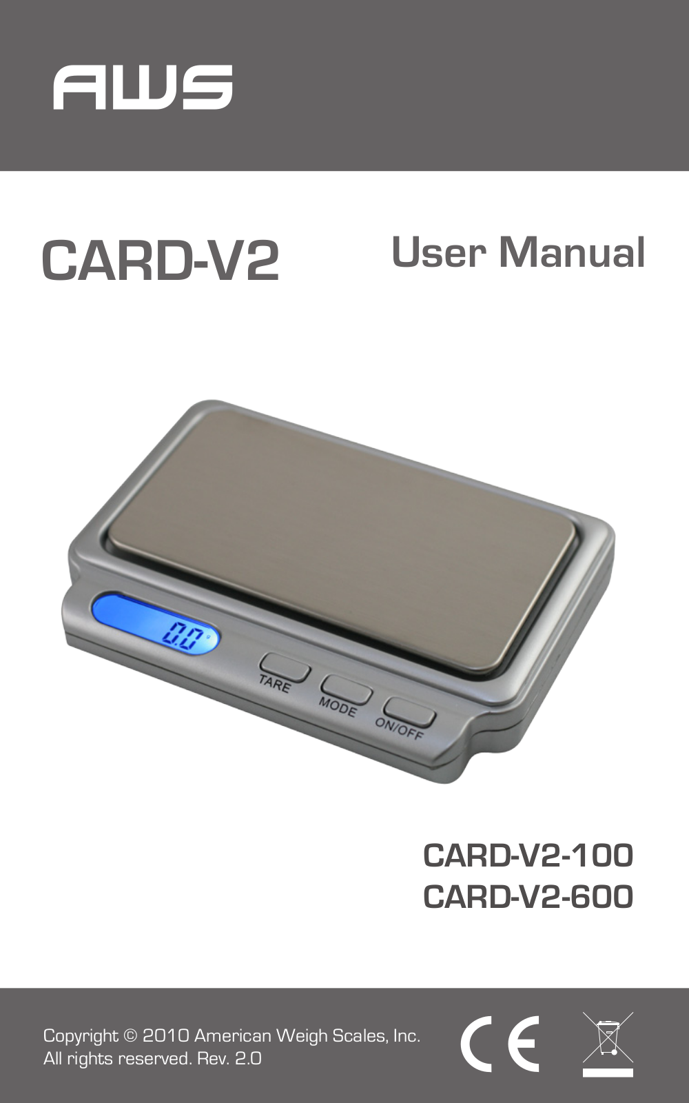 American Weigh Scales (AWS) Card-V2-600 User Manual