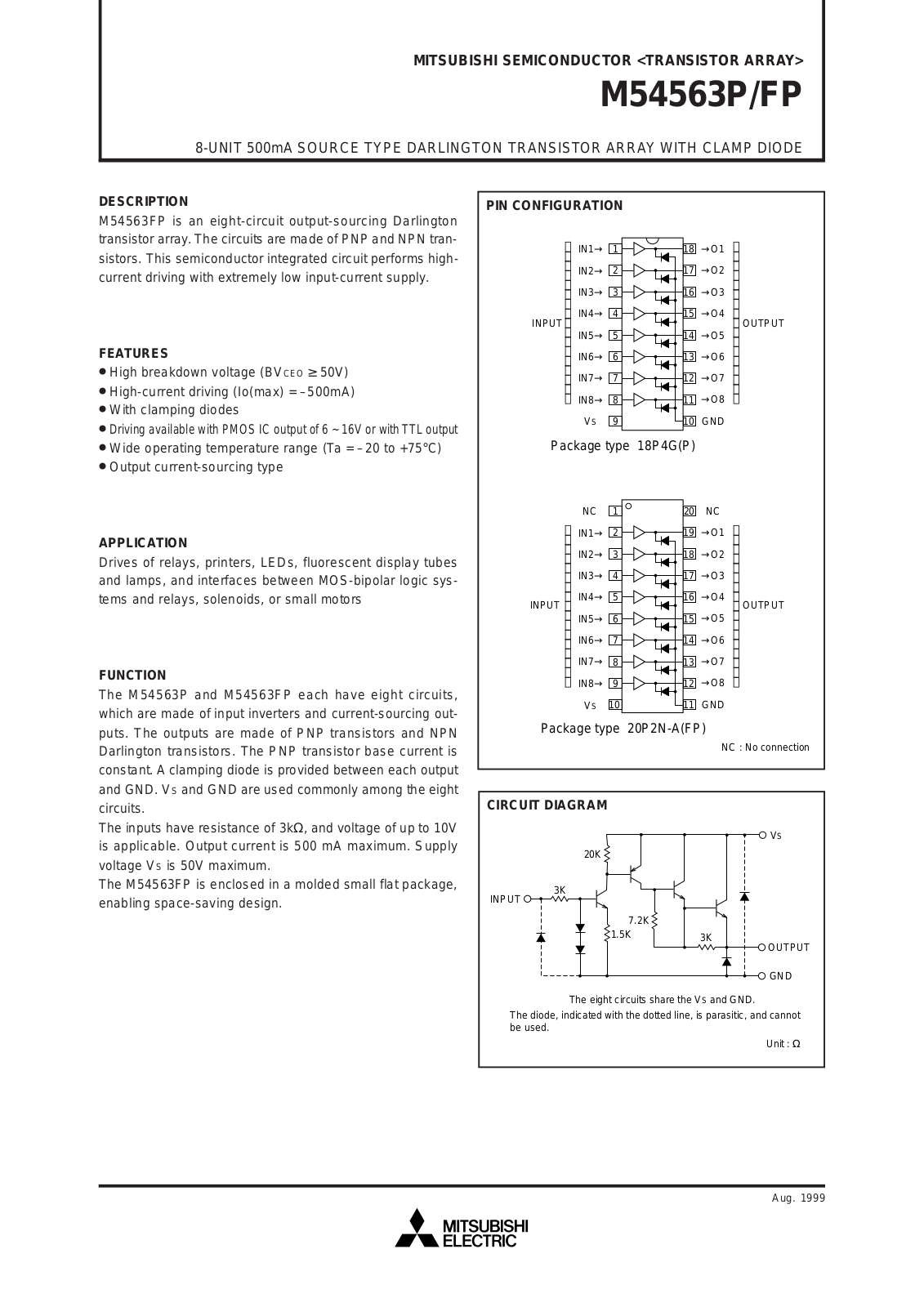 Mitsubishi M54563P, M54563FP Datasheet