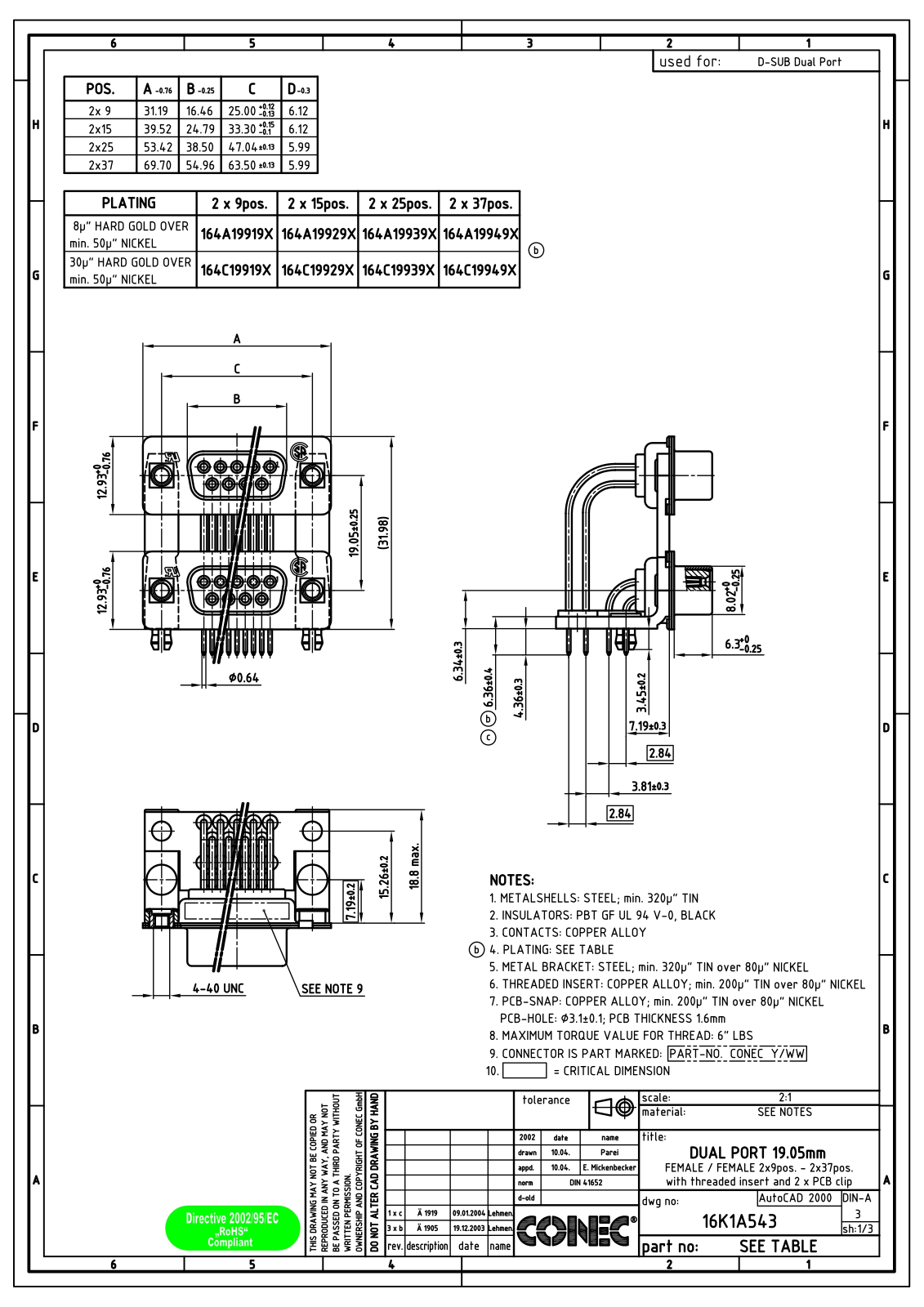 CONEC D-SUB DP 30 BUBU Datasheet - ManualMachine.com