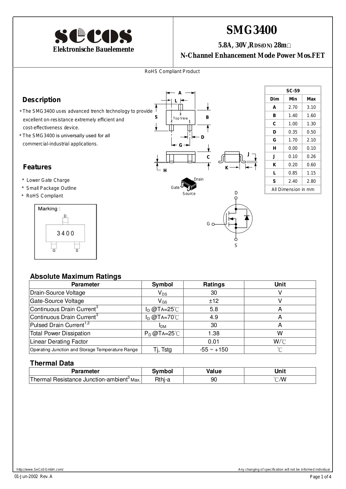 Datasheet smg3400 Datasheet - ManualMachine.com