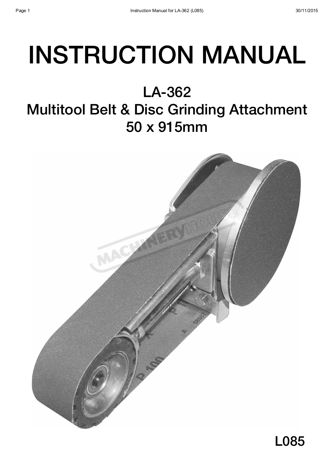 MULTITOOL L085, LA-362 Instruction Manual - ManualMachine.com