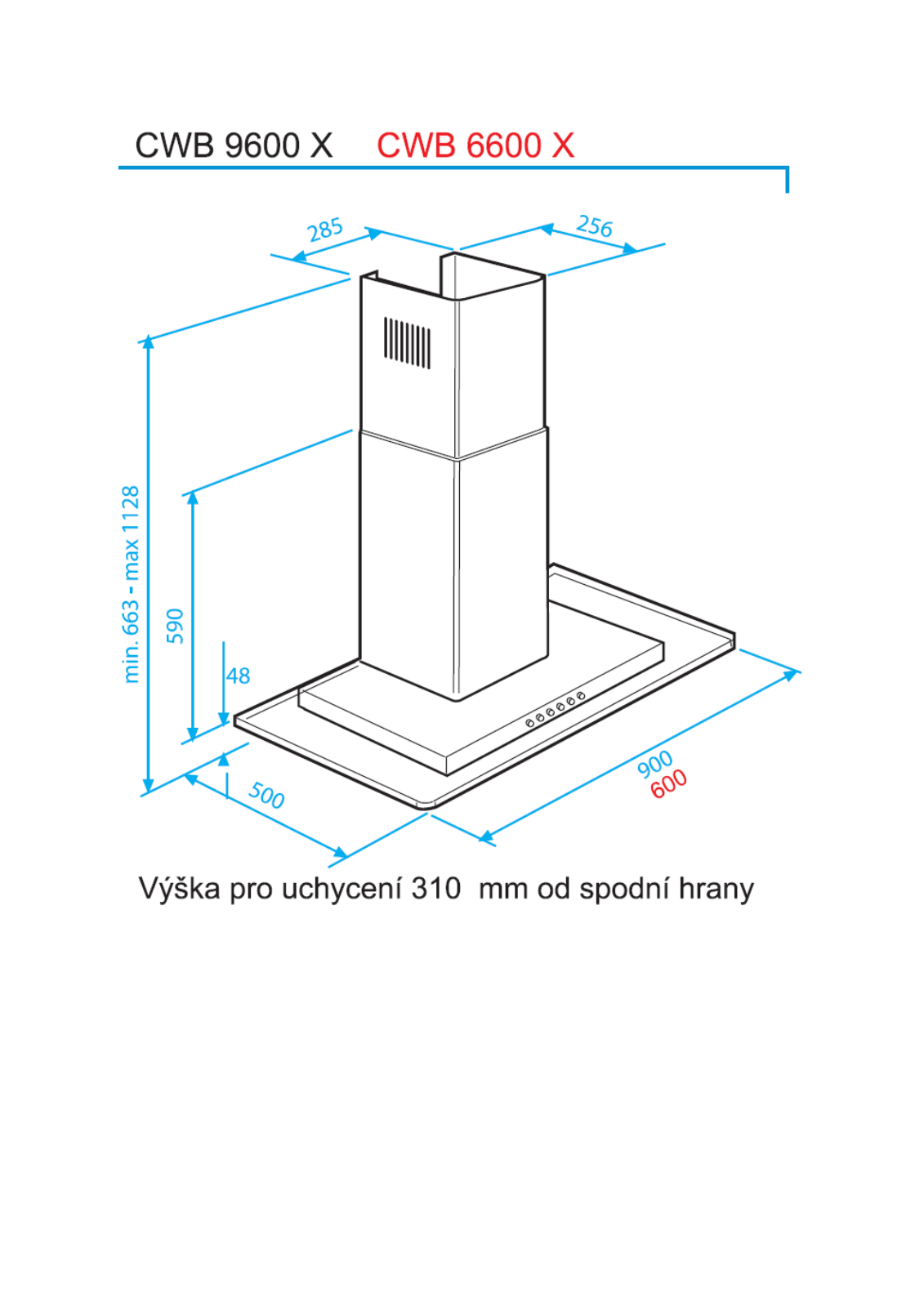 Beko CWB 9600 X, CWB 6600 X Dimensions