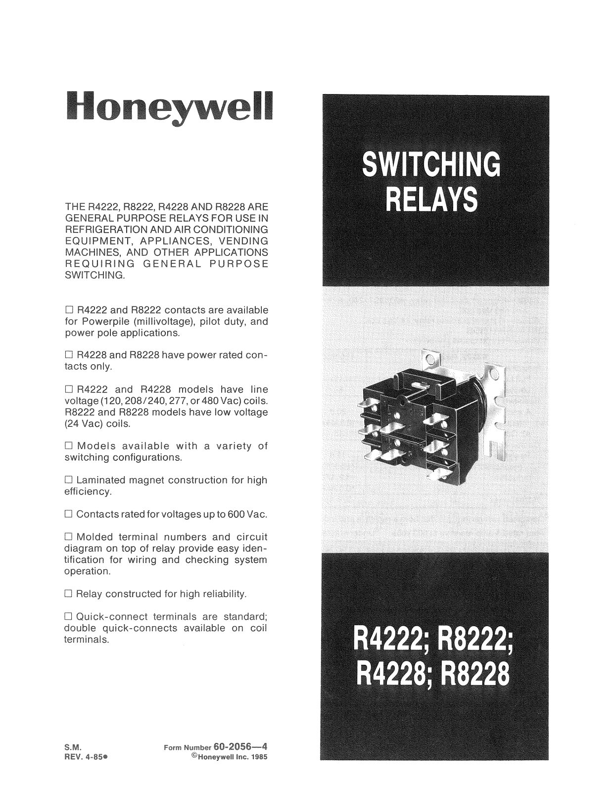 Honeywell R4222, R8222, R4228, R8228 User Manual