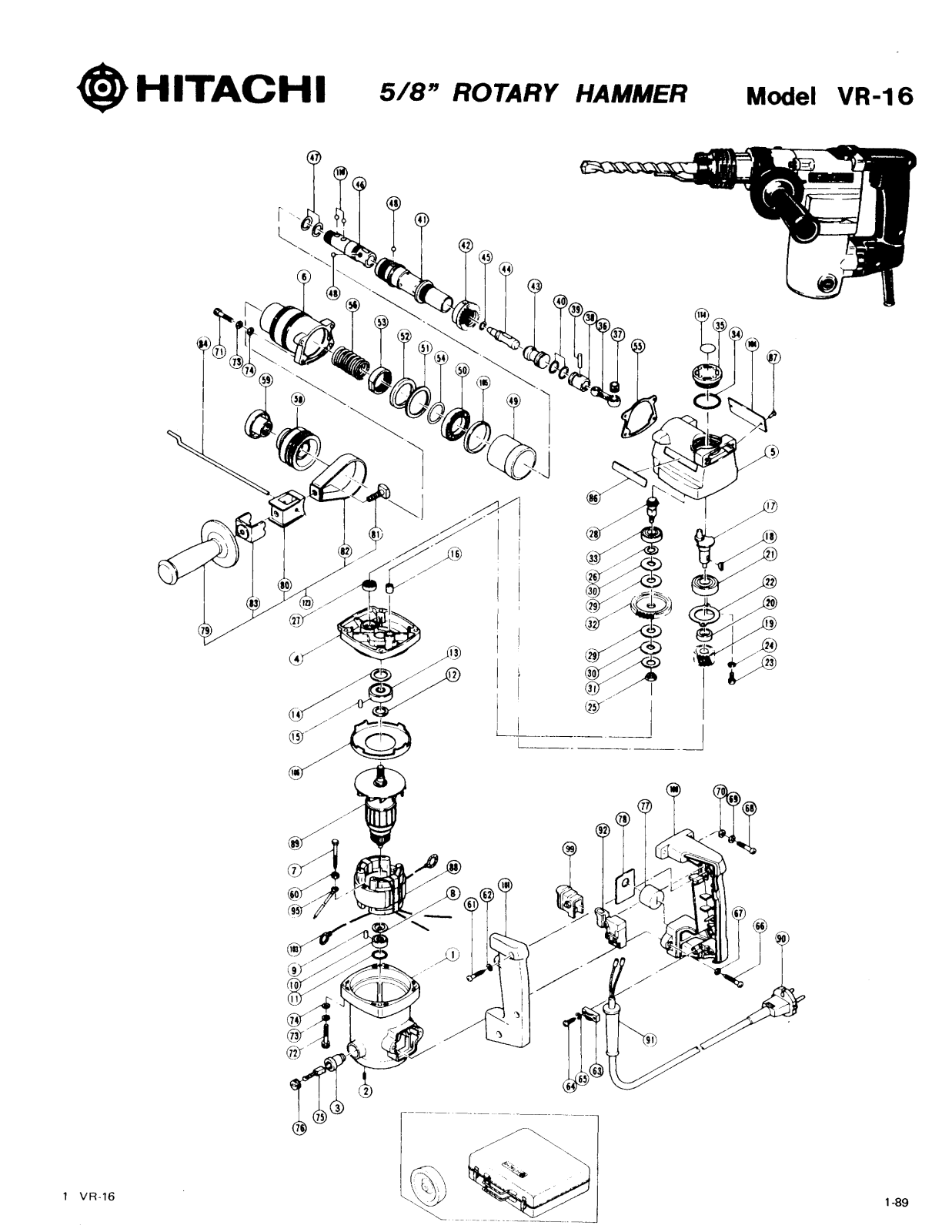 Hitachi VR16 PARTS LIST