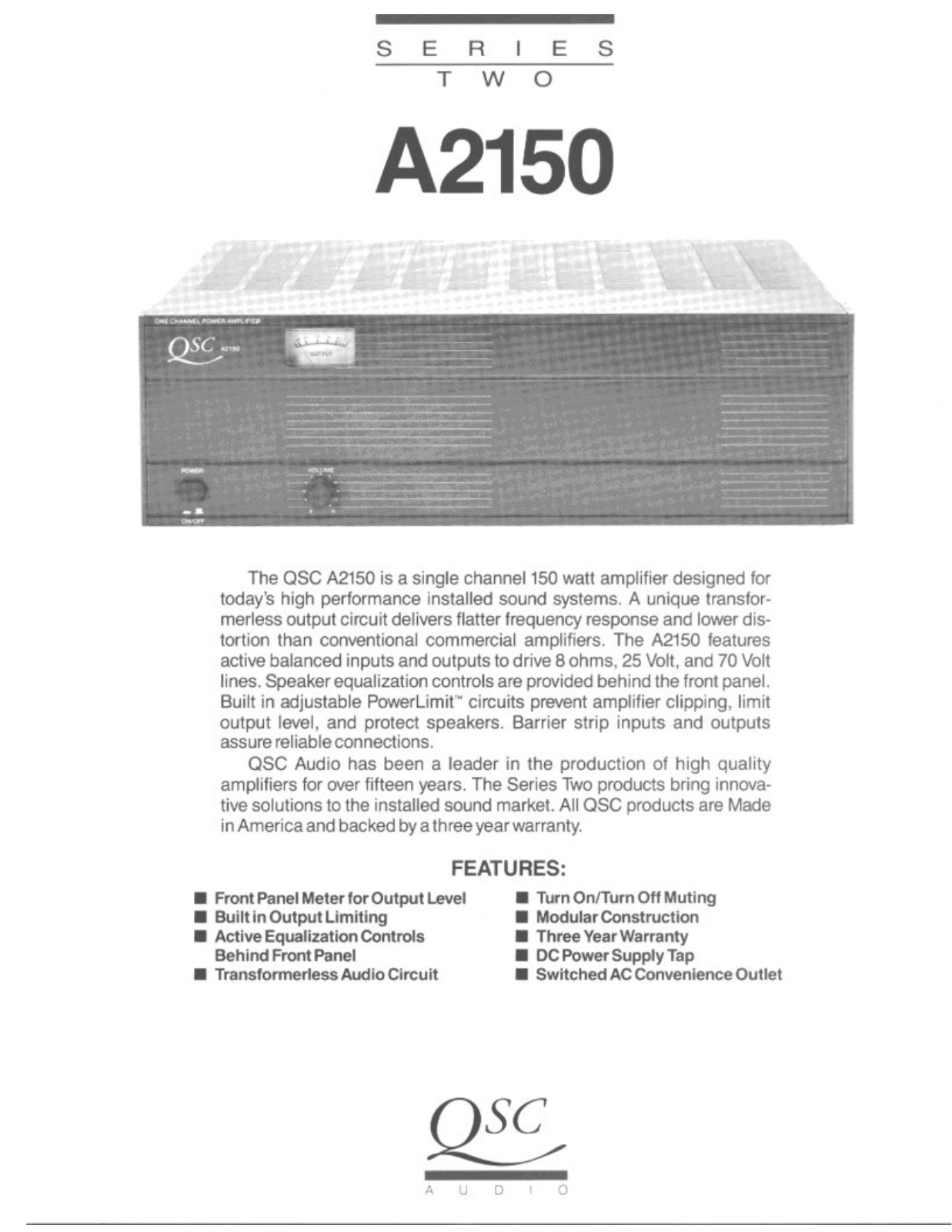 QSC A-2150 Brochure