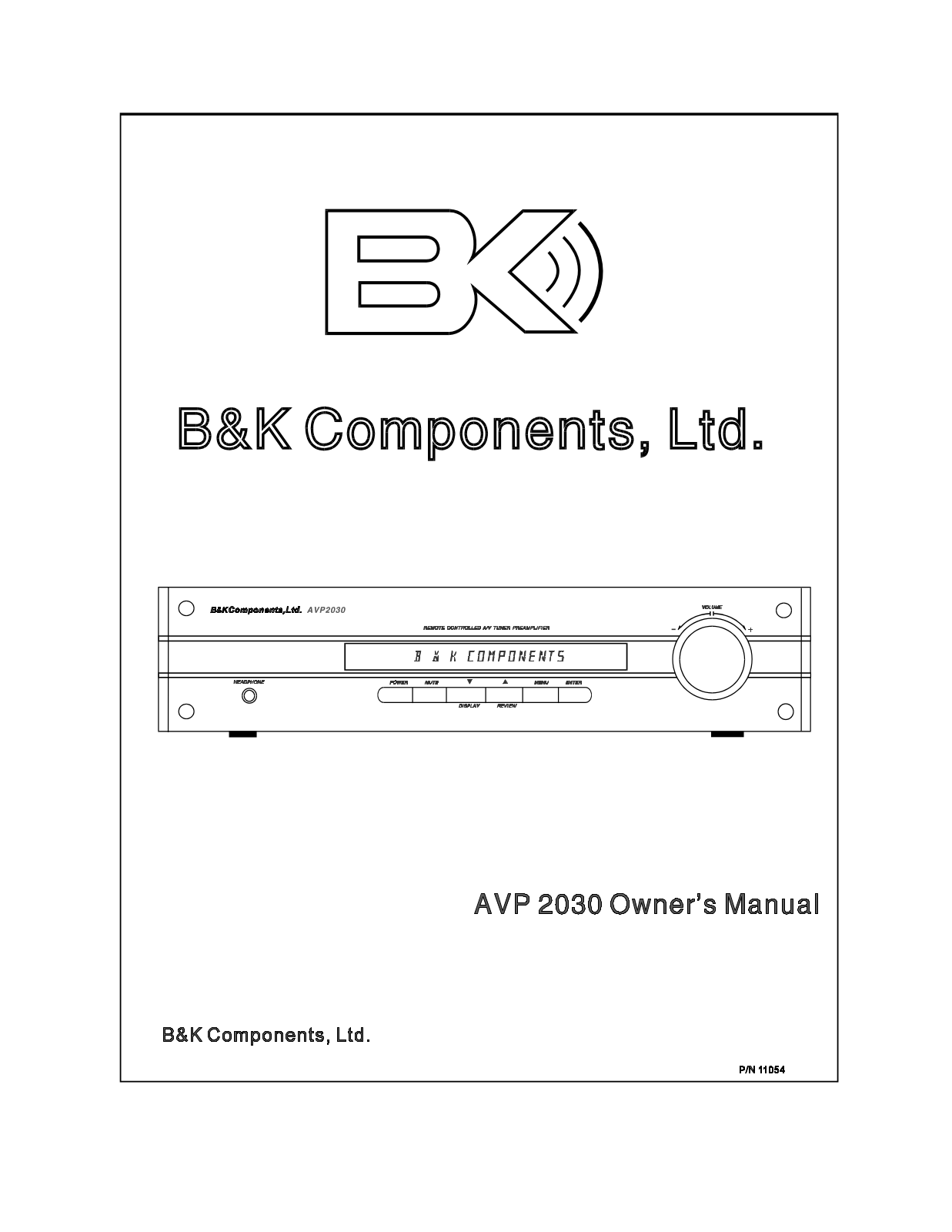 B and K AVP-2030 Owners manual