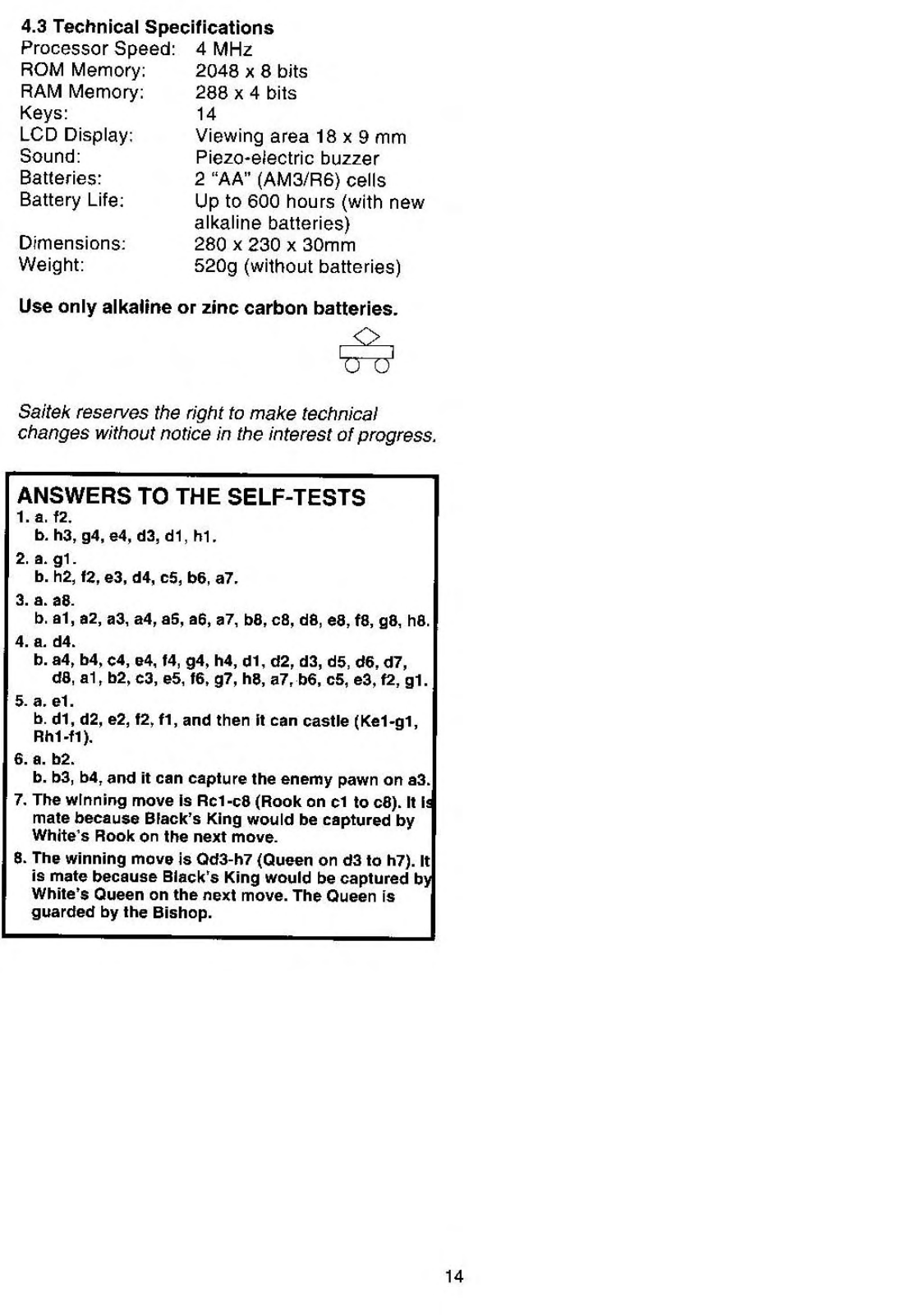 Saitek CHESS PARTNER2 User Manual