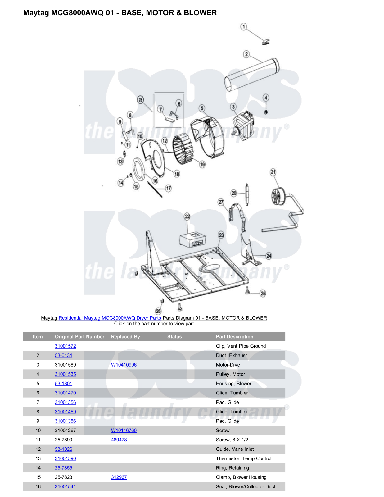 Maytag MCG8000AWQ Parts Diagram