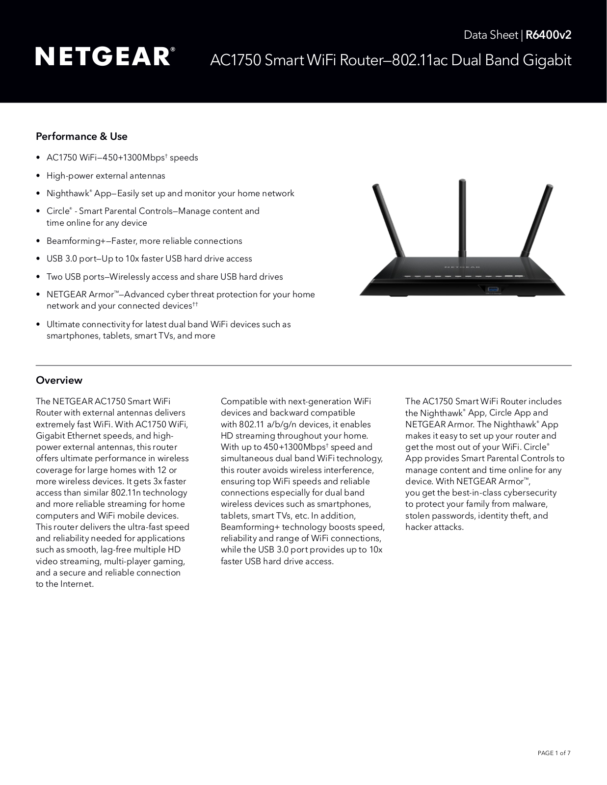 NETGEAR R6400v2 DATASHEET