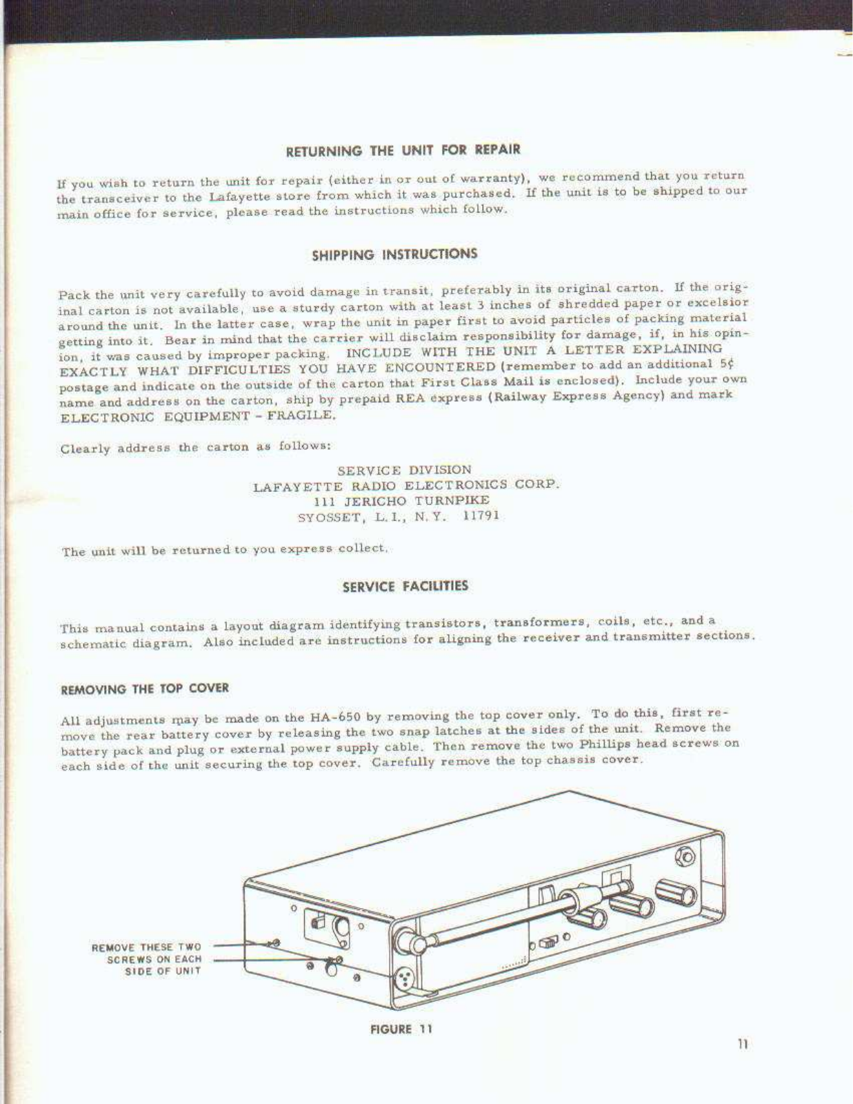 Lafayette HA-650 User Manual (PAGE 11)