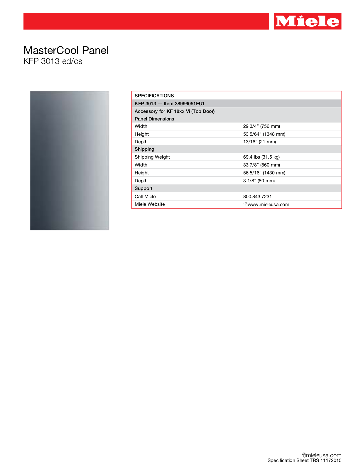 Miele KFP3013 Specsheet