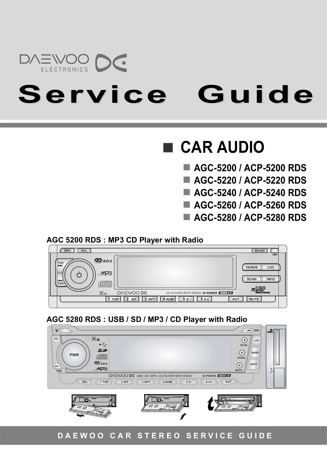DAEWOO AGC-5200, ACP-5200 RDS, AGC-5220, ACP-5220 RDS, AGC-5240 Service Manual