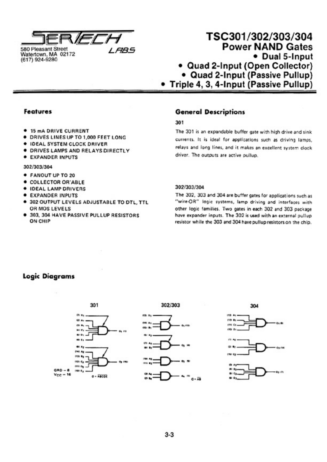 Microsemi TC304AL, TC303AL, TC302AL, TC301AL, TC301CL Datasheet