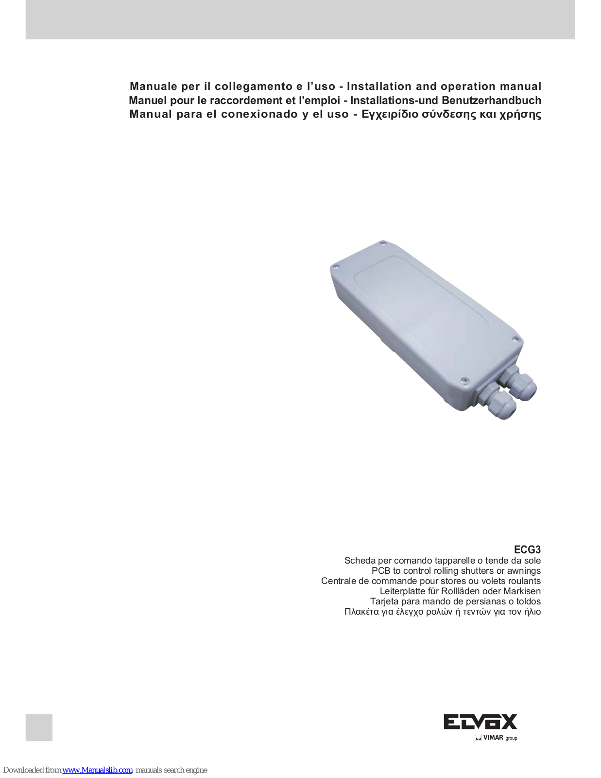 Elvox ECG3 Installation And Operation Manual