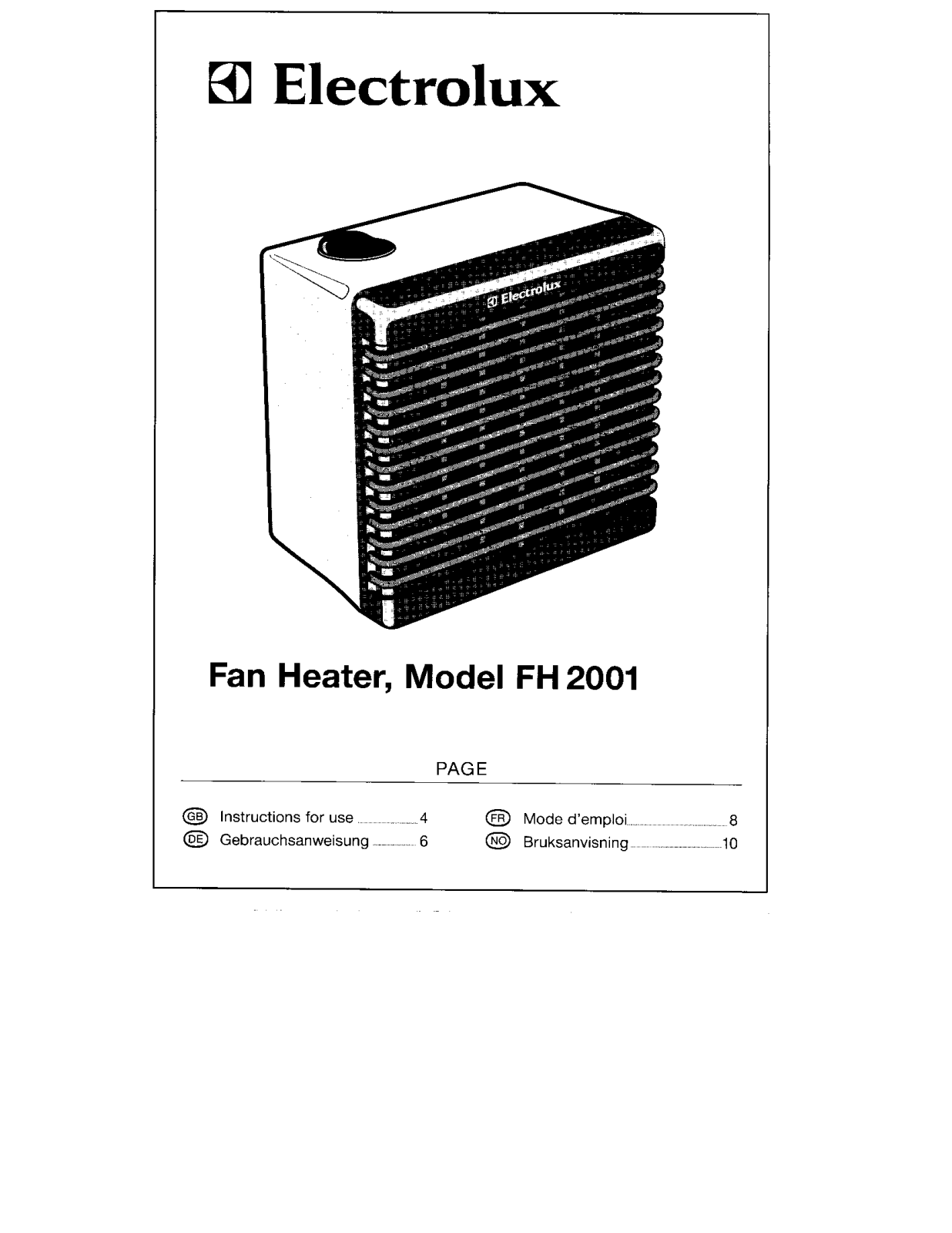 electrolux FH2001 User Manual