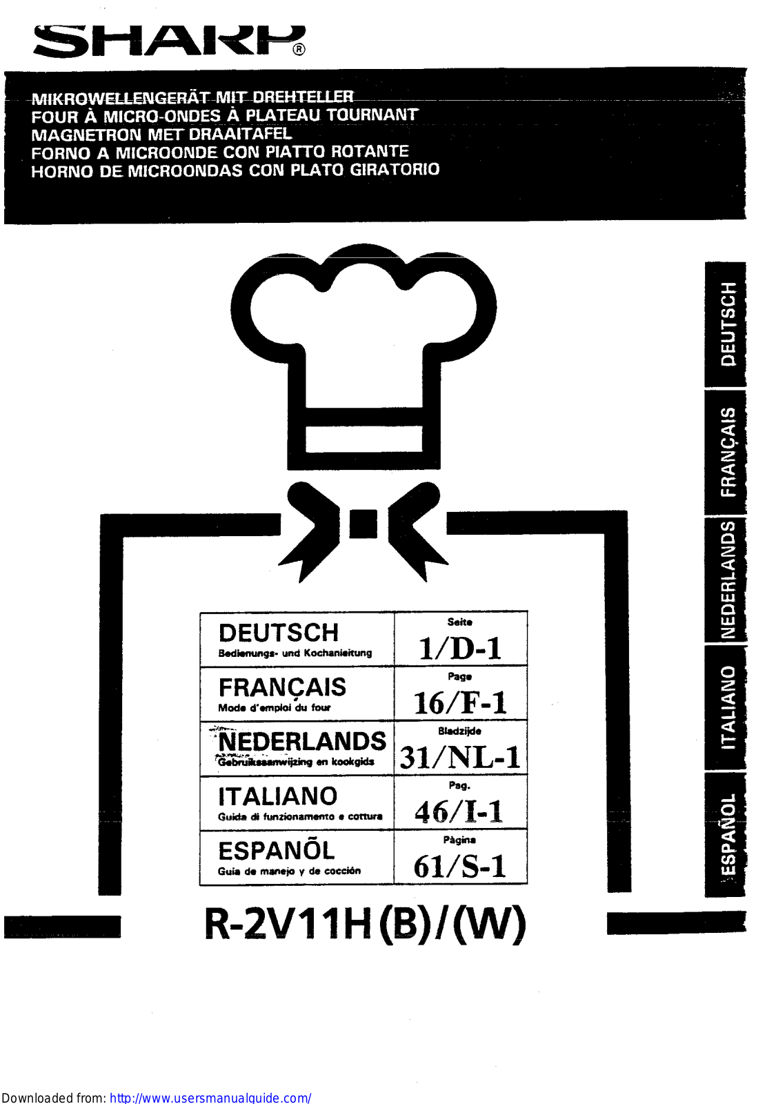 SHARP R-2V11H User Manual