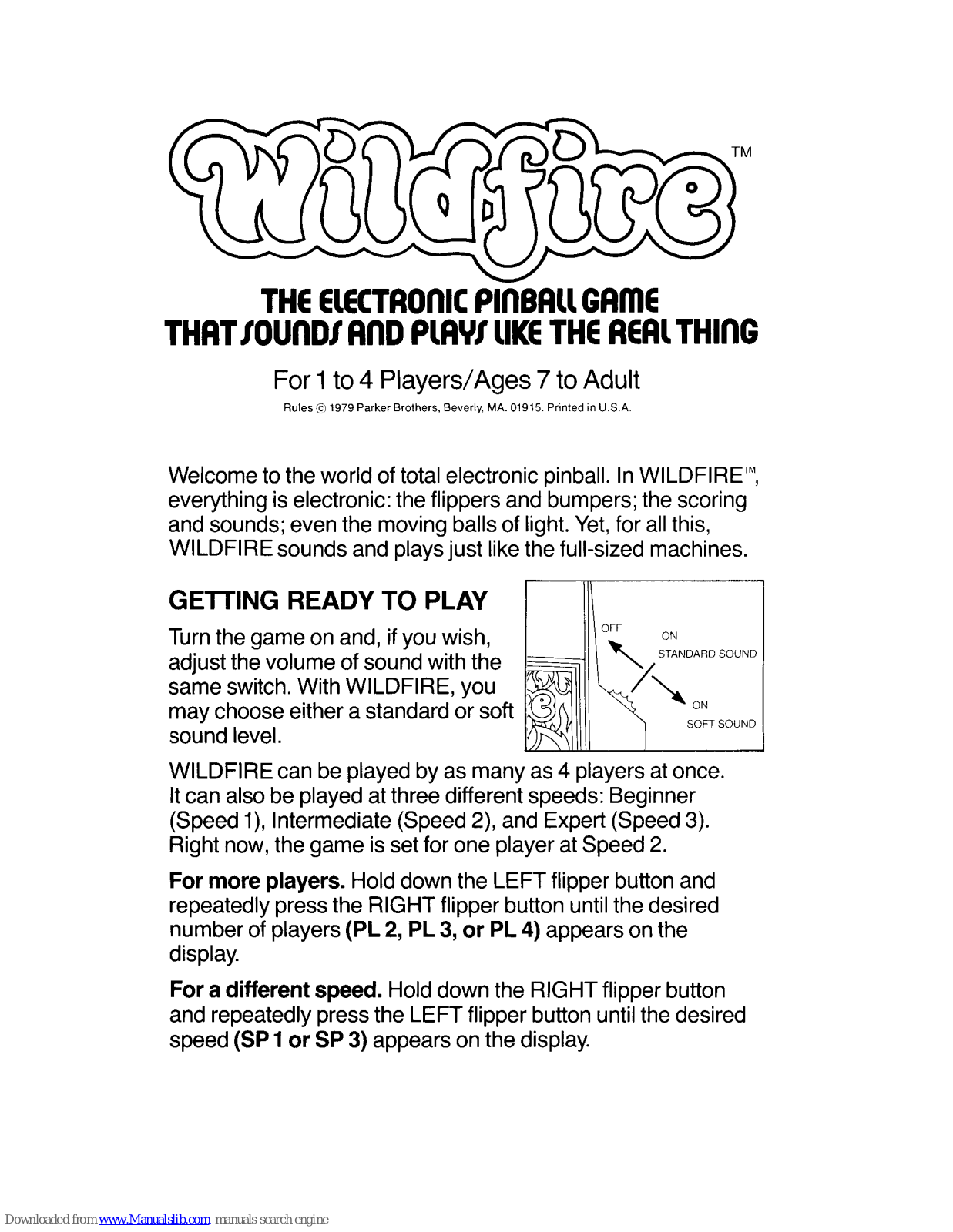 Parker Brothers Wild-Fire User Manual