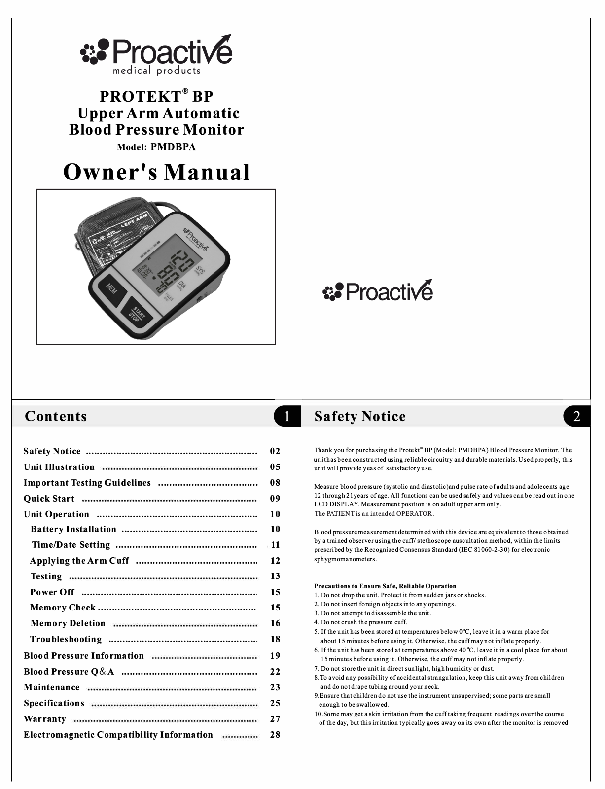 Proactive Medical PMDBPA User Manual