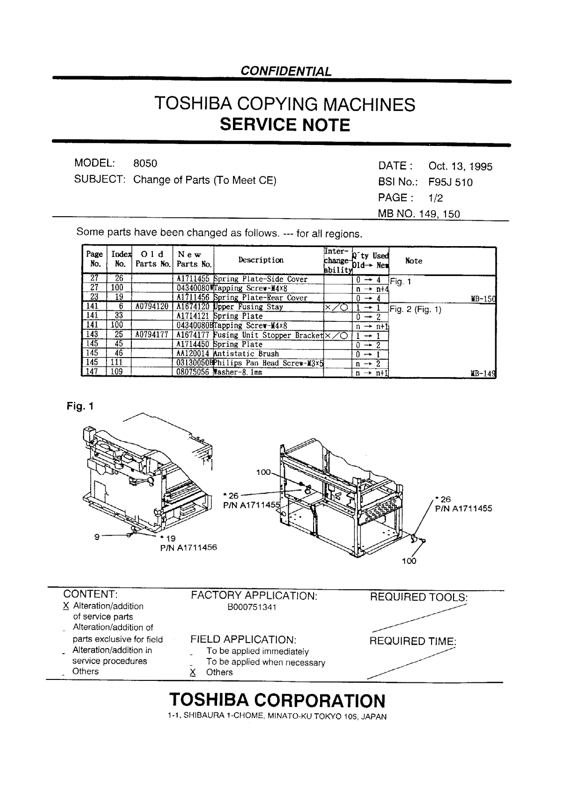 Toshiba f95j510 Service Note