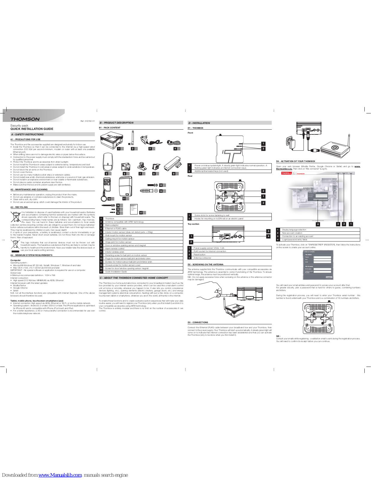 THOMSON Thombox, 510760 Quick Installation Manual