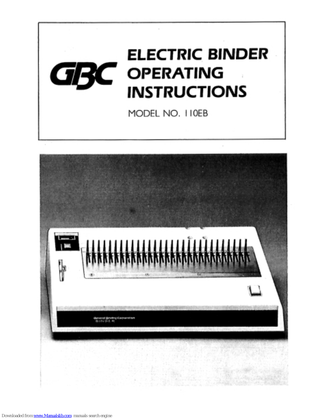 GBC 110EB Operating Instructions Manual