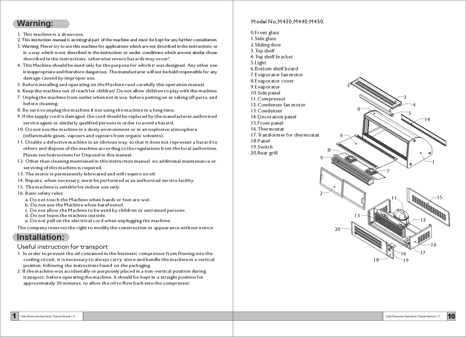 Omcan Food Machinery GL840 Installation  Manual