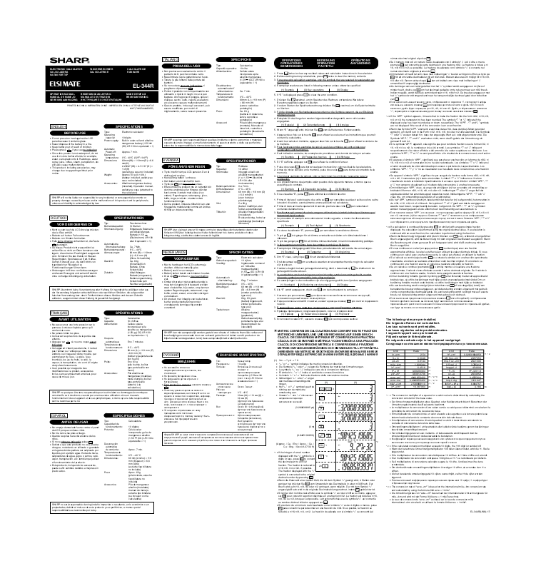 SHARP EL-344R User Manual