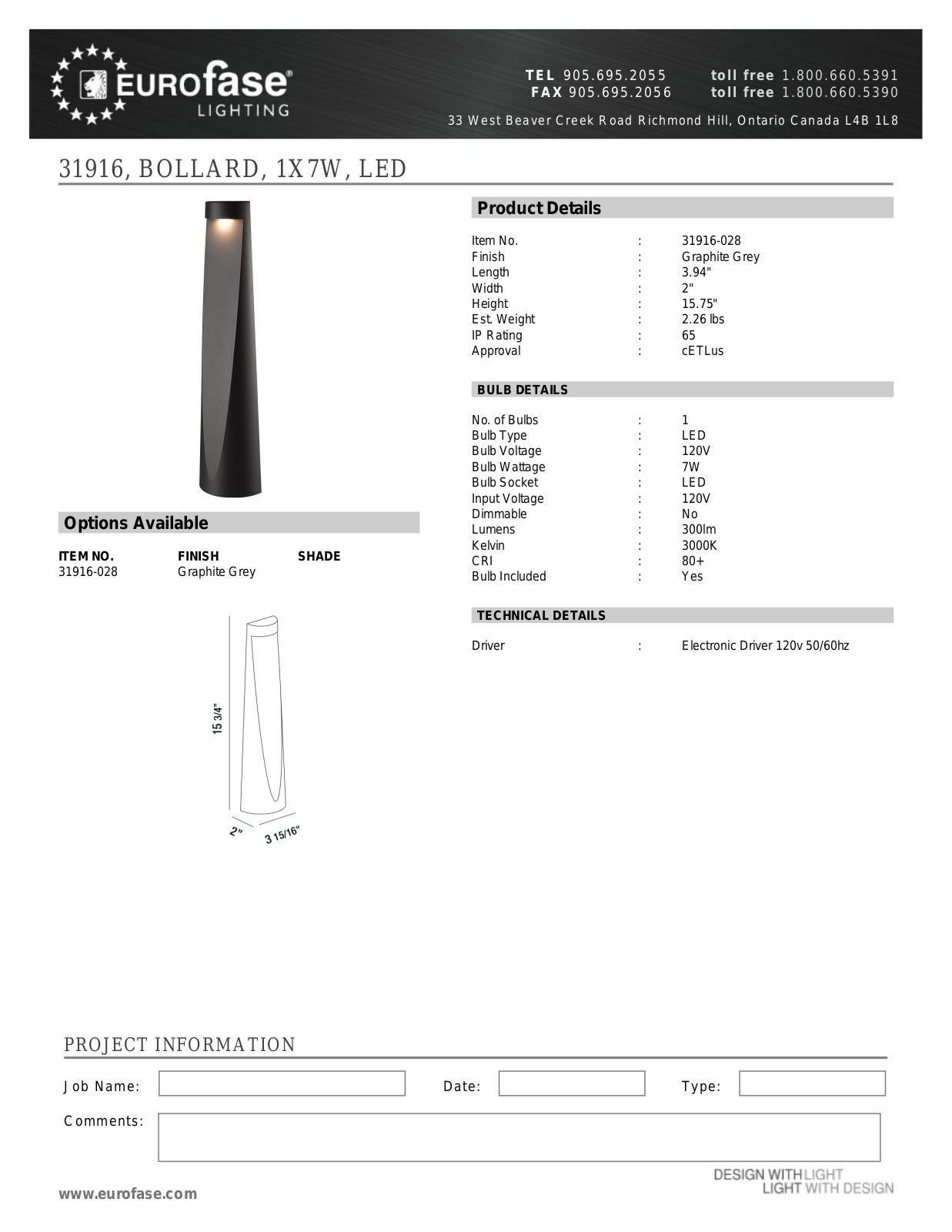 Eurofase XEO4473 Specifications - ManualMachine.com
