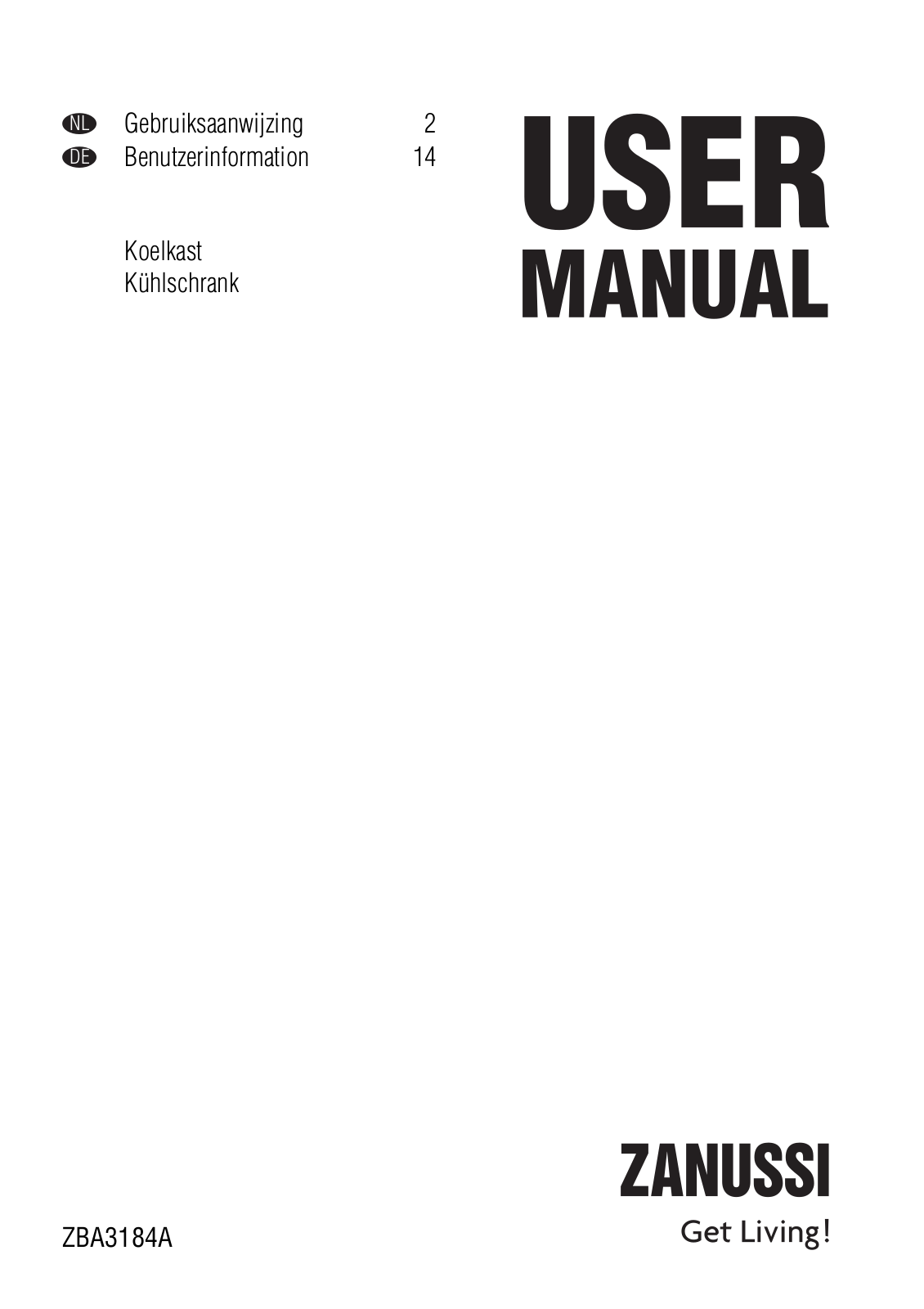 Zanussi ZBA3184A User Manual