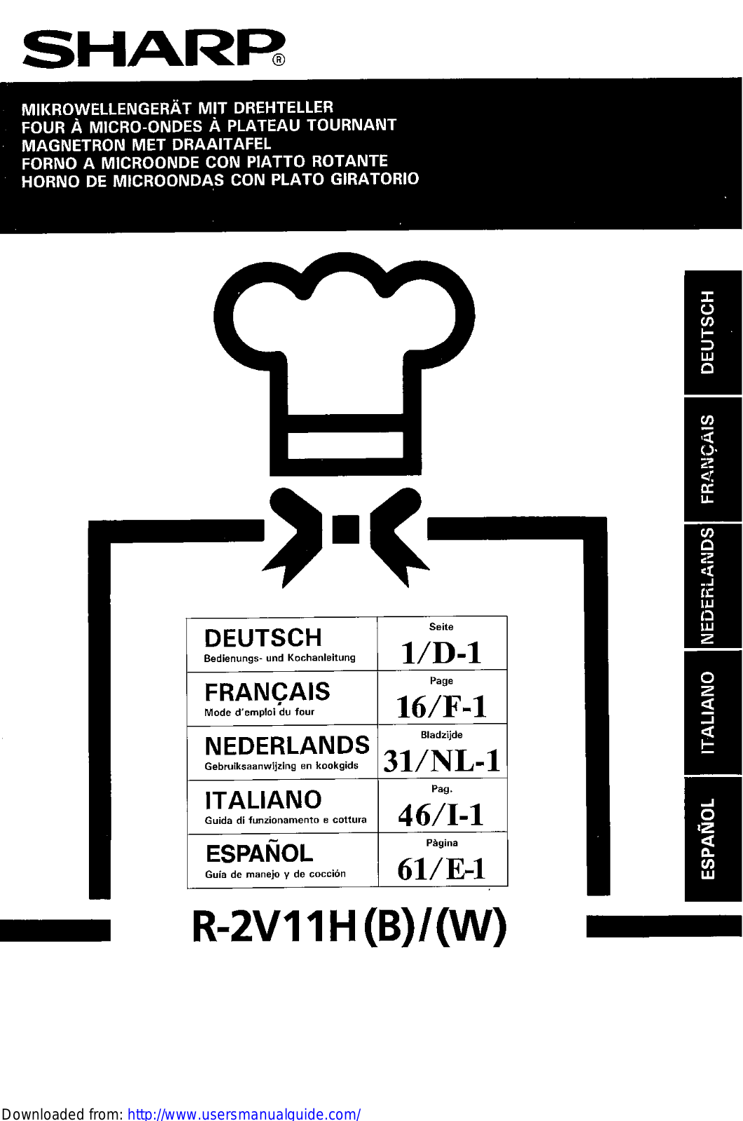 SHARP R-2V11H User Manual