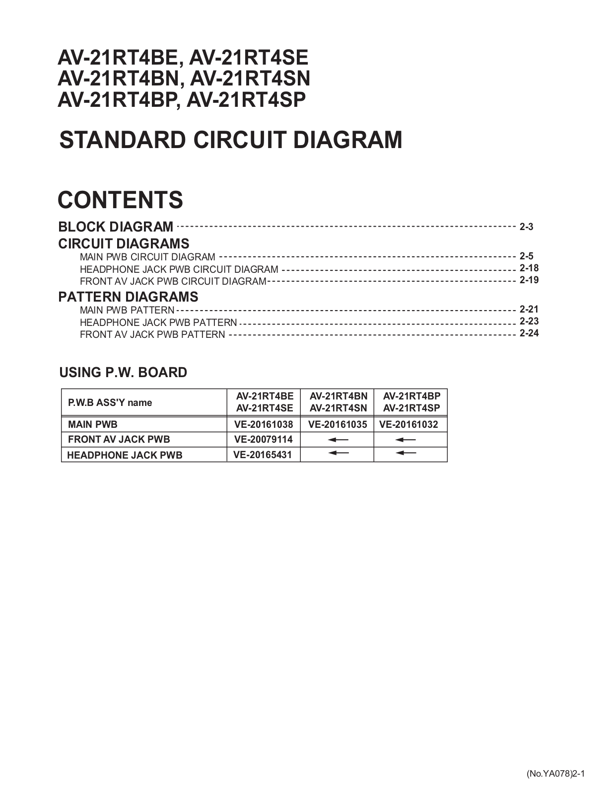 JVC AV-21RT4BE, AV-21RT4BN, AV-21RT4BP, AV-21RT4SE, AV-21RT4SN Schematics