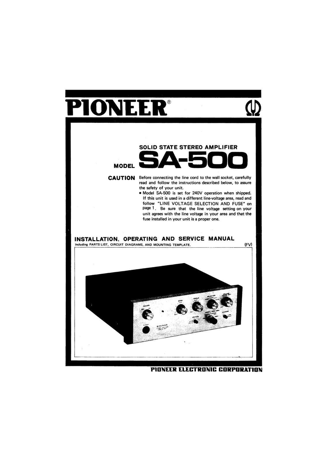 Pioneer SA-500 Service Manual