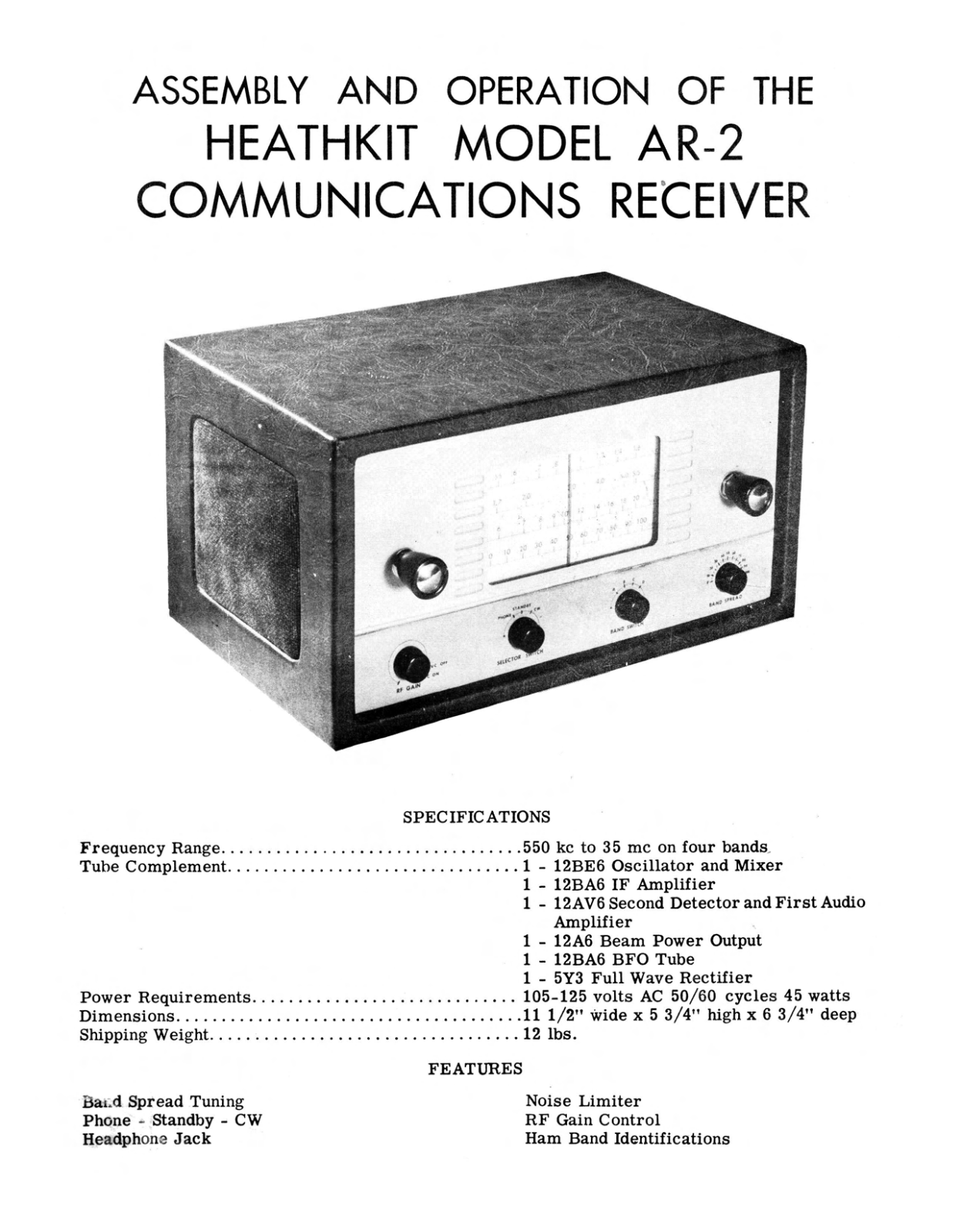 Heath AR-2 Operation Manual