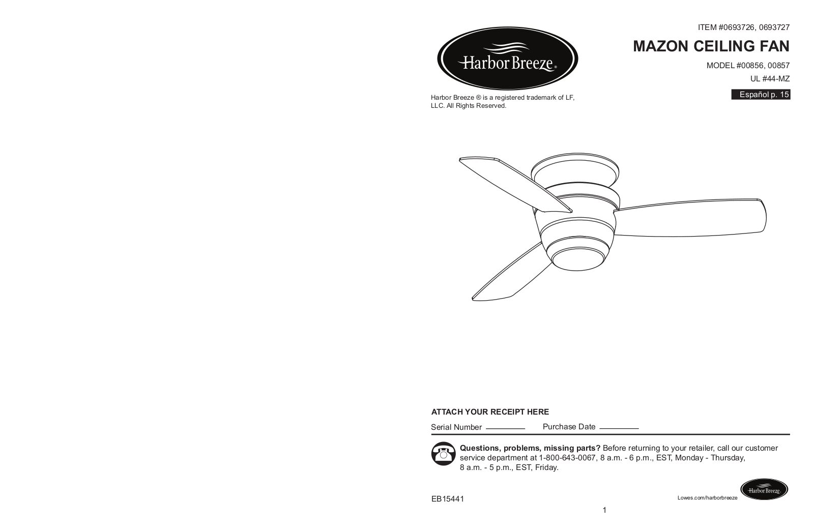 Harbor Breeze 856 User Manual