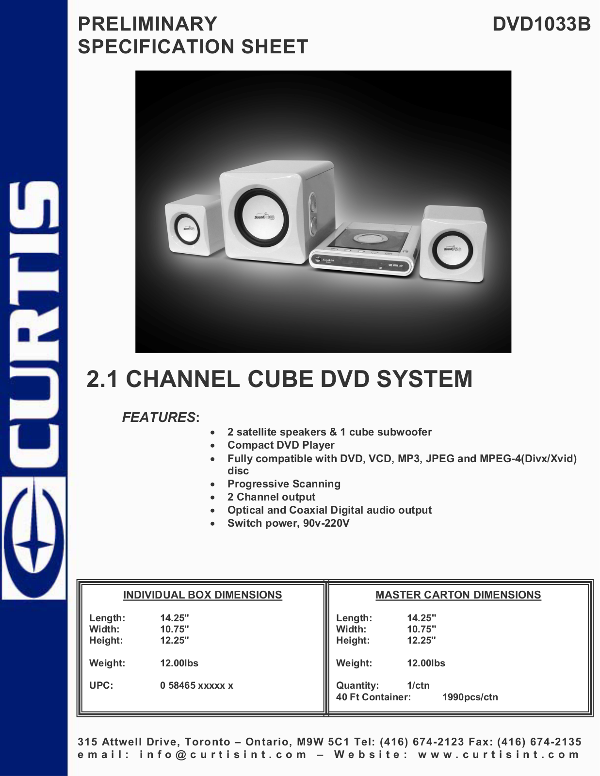 Curtis DVD1033B User Manual