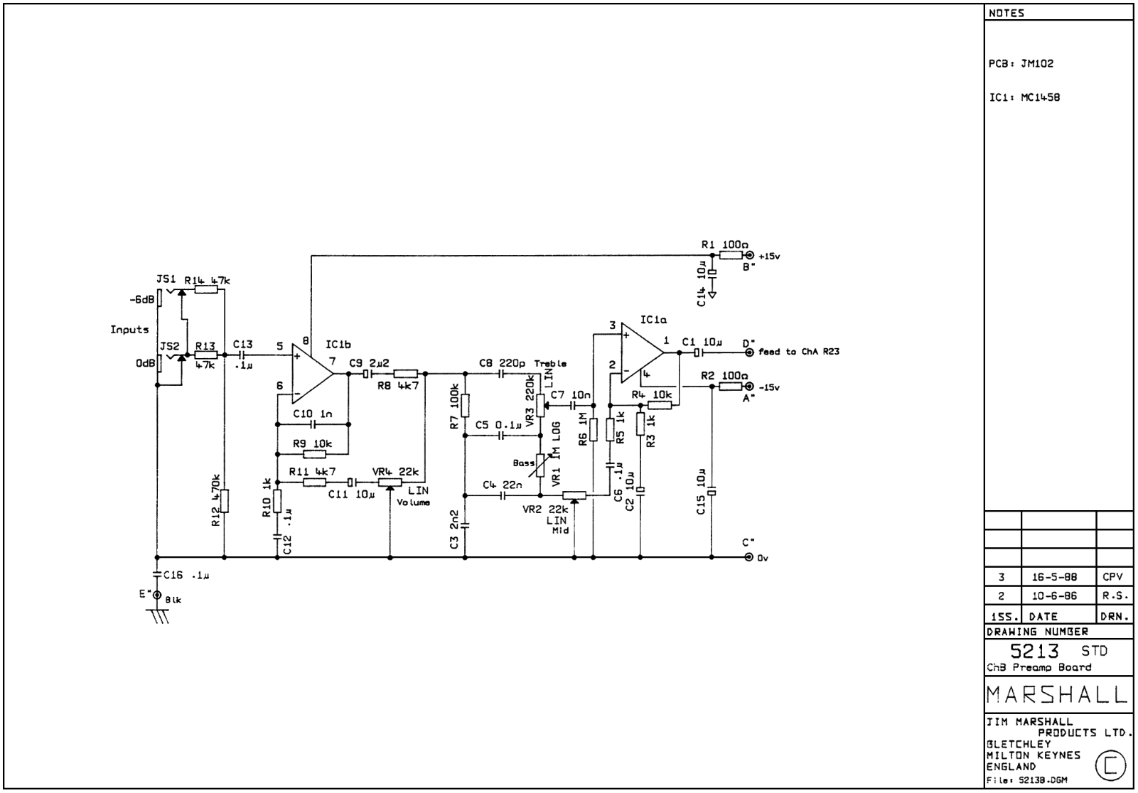 Marshall 5213-ChB-Preamp Schematic