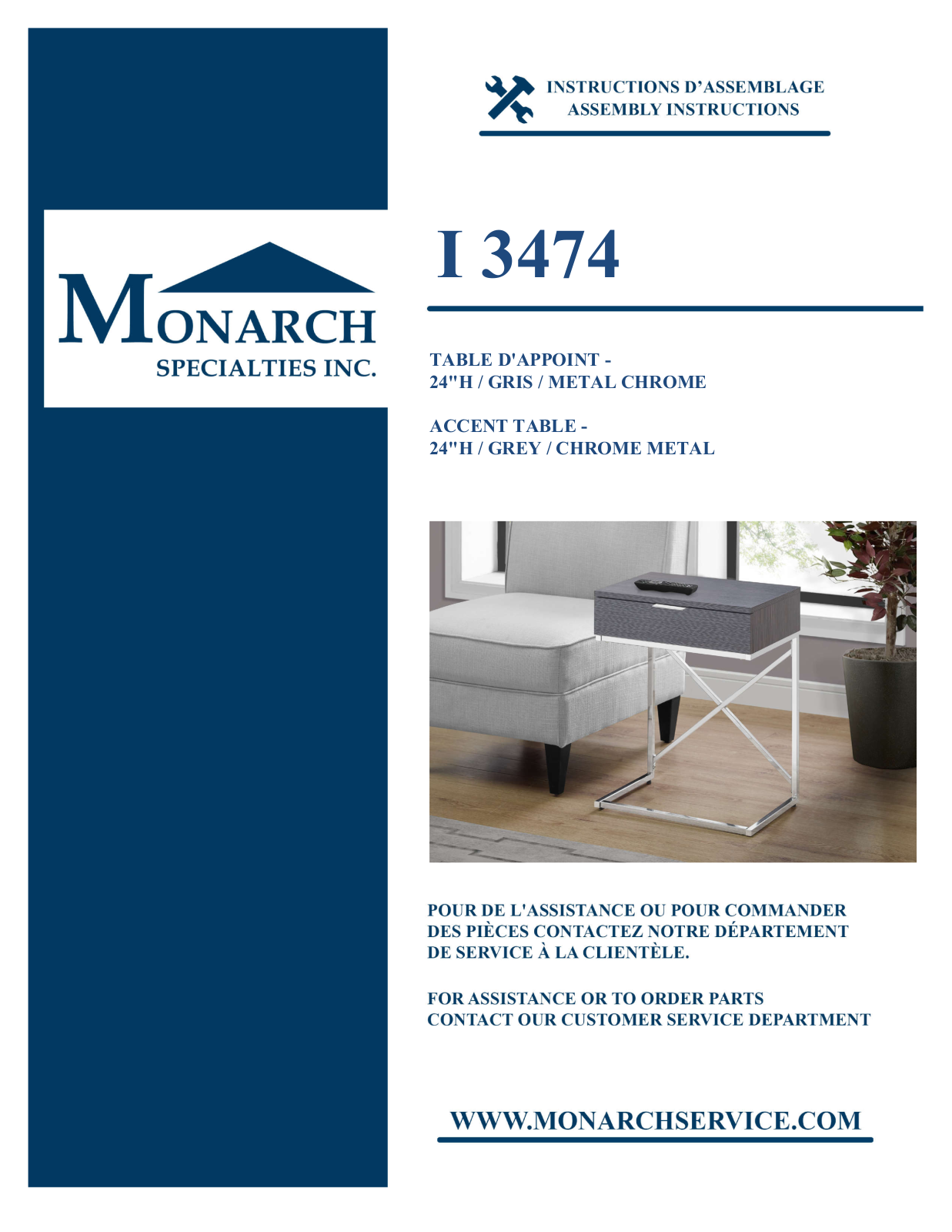 Monarch I3474 Assembly Guide - ManualMachine.com