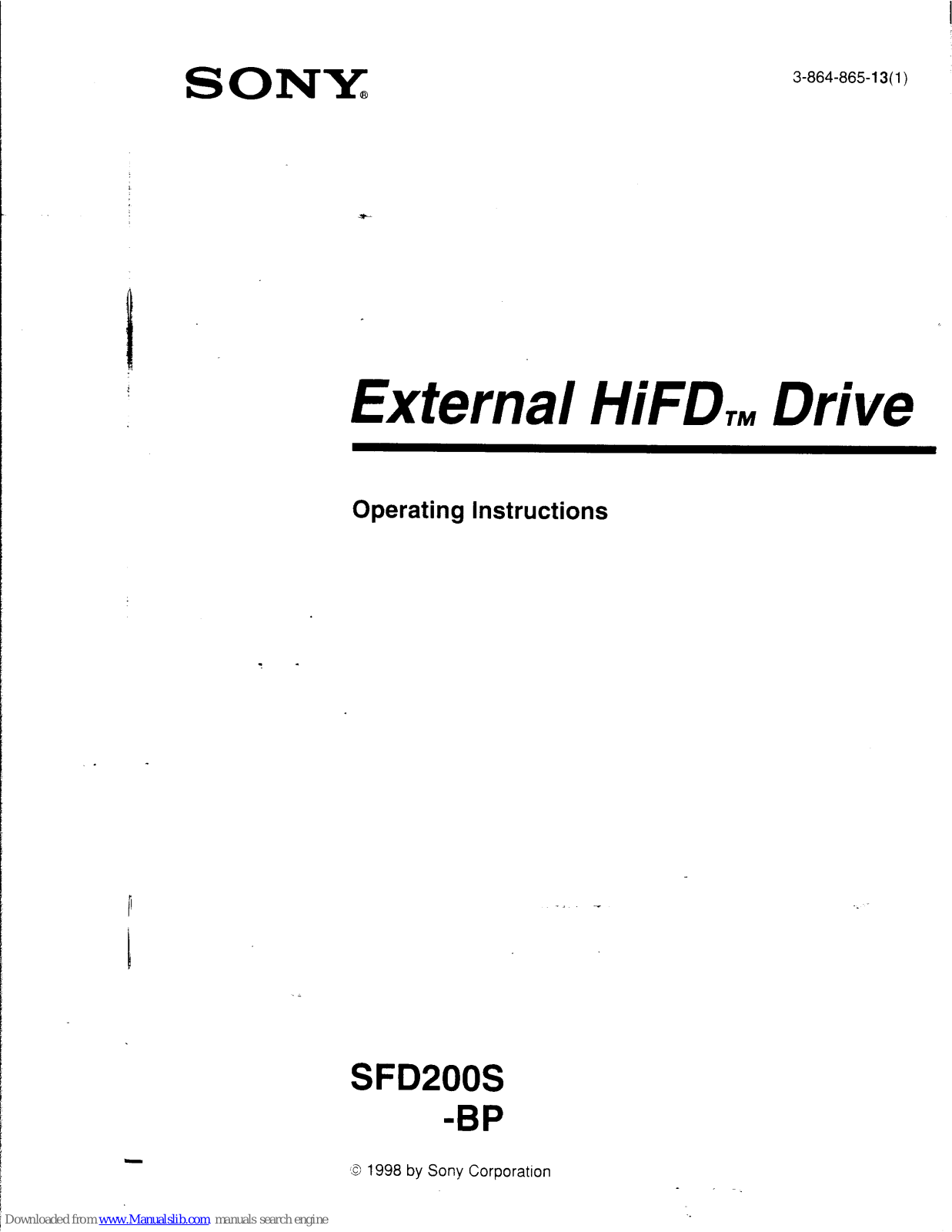 Sony SFD200S Operating Instructions Manual