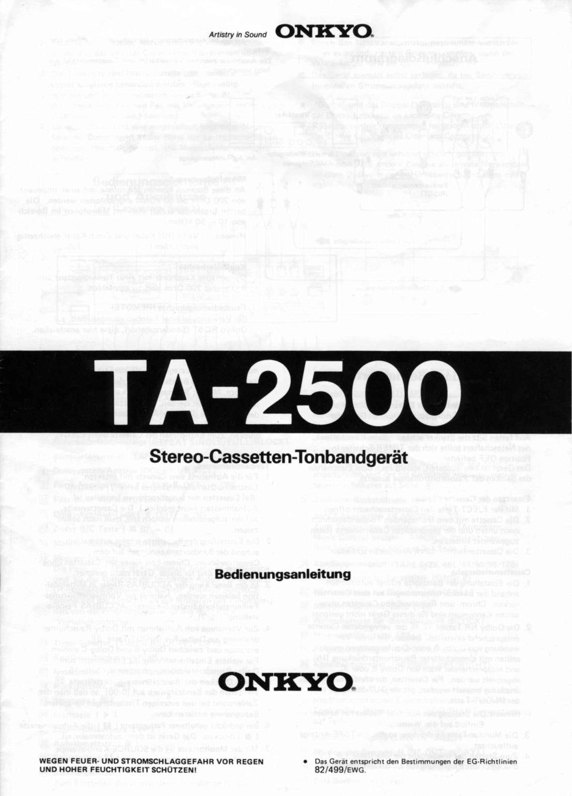 Onkyo TA-2500 Owners Manual